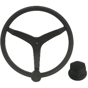 Uflex - V46 - 13.5" Stainless Steel Steering Wheel with Speed Knob & Chrome Nut - Black