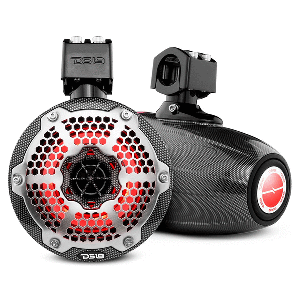 DS18 X Series HYDRO 6.5" 2-Way Wakeboard Pod Tower Speakers with 1.5" Compression Driver & RGB Lights - 450W - Black