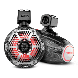 DS18 X Series HYDRO 6.5" Wakeboard Pod Tower Speaker with RGB LED Light - Black Carbon Fiber