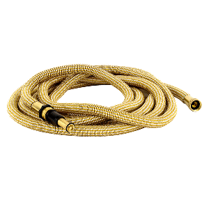 HoseCoil 50' Expandable PRO with Brass Twist Nozzle & Nylon Mesh Bag - Gold/White
