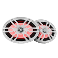 DS18 HYDRO 6 x 9" 2-Way Marine Speakers with Integrated RGB LED Lights - 375W - White