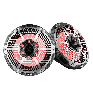 DS18 HYDRO 10" 2-Way Speakers with Bullet Tweeter & Integrated RGB LED Lights - Carbon Fiber