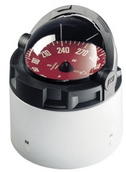 Plastimo Olympic 135 Compass, Black Compass, White Binnacle, Red Card (New P65530)
