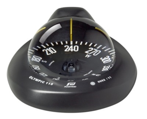 Plastimo Olympic 115 Compass, Single Zone, Black, Black Conical Card, Inclined 60999