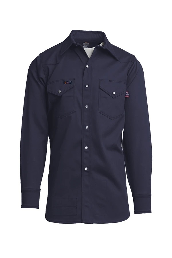 Navy Blue Flame Retardant Indura Shirt-9 oz #Laps-INN