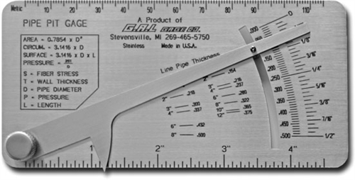 G.A.L. Gage Pipe Pit Gauge # Gal-17