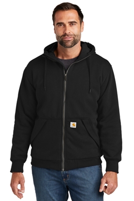Thermal lined zip front hooded sweatshirt