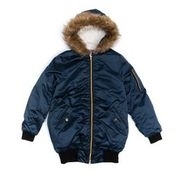 Womens Junior Zip Front Jacket with Faux Fur Trim Hood