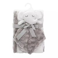 Rosette Baby Blanket with Elephant Lovey