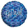 Get Well Blue Squares Balloon