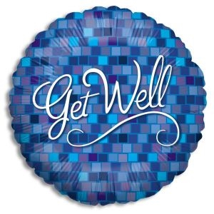 Get Well Blue Squares Balloon