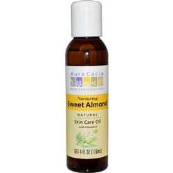 Aura Cacia Nurturing Sweet Almond Skin Care Oil with Vitamin E (4 oz 118 mL)