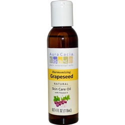 Aura Cacia Harmonizing Grapeseed Skin Care Oil with Vitamin E (4 oz 118 mL)