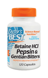 Betaine HCL Pepsin & Gentian Bitters, 120 Capsules