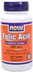 Folic Acid 800mcg + B-12 25mcg - Vegetarian 250 Tabs