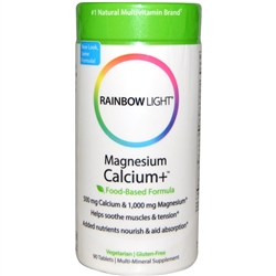 Rainbow Light Magnesium Calcium+ Food-Based Formula (90 Tablets)