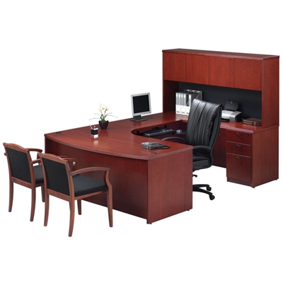 Pacific Coast Desk Wood Veneer Bow-Front U-Unit