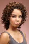 Synthetic Half Wig by Beshe.  Bangs, 2 in 1 wear as half wig or drawstring.  Overall length: 16". Flex wigs can stretch in every direction, can stretch to cover ears.  One size fits all. <a class=colorchart href=/v/vspfiles/charts/be.html target=