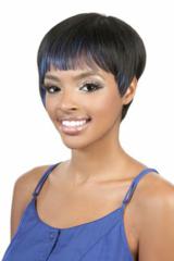100% Human Hair Short Wig by Beshe.  Unbalanced bangs and tapered back.  Hair length: 2.5" - 9.5".  Quality hair that is Soft & Silky.  Natural texturing for easy styling.  Full body hair for longer lasting beauty.   <a class=colorchart href=/v/v