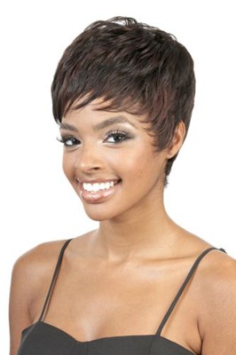 Synthetic Short Wig by Beshe.  Short unbalanced banges, tape curl.  Overall length 10".   Longer lasting beauty with quality materials.  Everlast Curls &trade;, keeps perfect shape longer.  Cool comfortable designs for all day wearing.   <a class