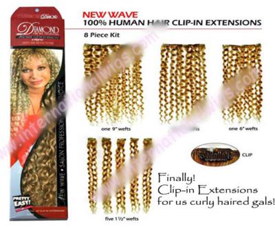 8 PC Human Hair Curly Extensions