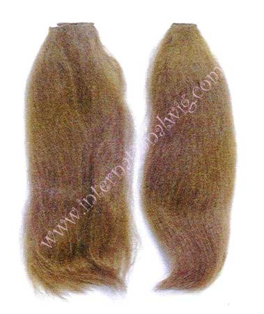 Human Hair Textured Yaki Human Hair Pigtails In Off Black