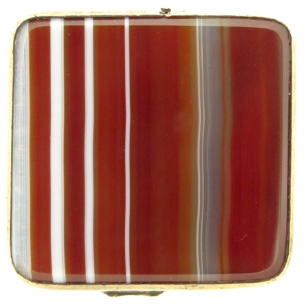 Gorgeous Banded Agate & Etched Brass Square Snuff Box