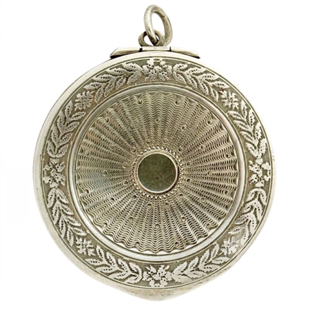 Ravishing Sterling  Antique Compact Embossed with Beautiful Garland