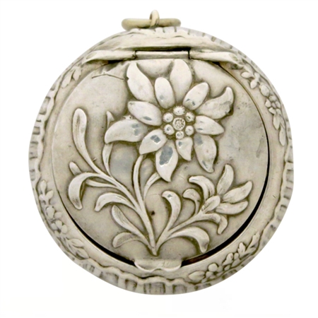 Art Nouveau Quatrefoil French Patch Box with Stunning Embossed Flower