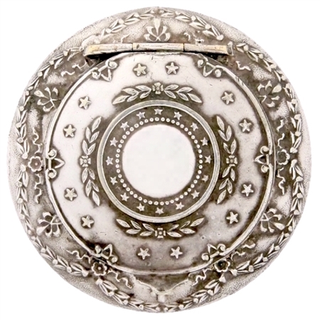 Galaxy of Embossed Stars Decorate an Antique Silver-plated Patch Box