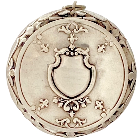 Elegant 18th Century French Sterling Silver Patch Box Embossed with Shield