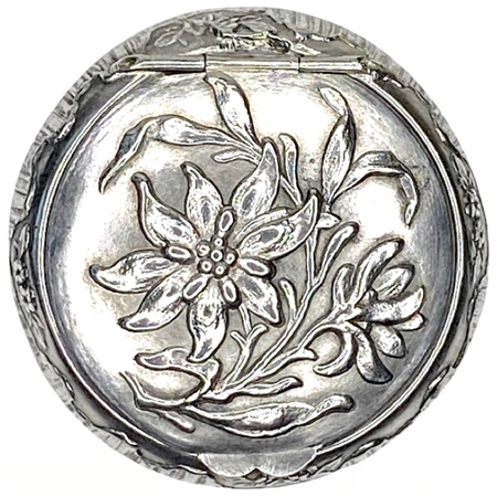 Art Nouveau French Patch Box with Stunning Embossed Edelweiss