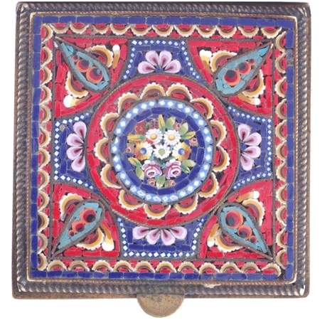 Antique Italian Micro Mosaic Compact - SOLD