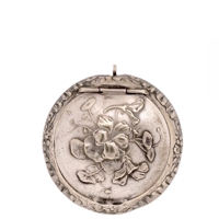 Beautiful Nasturtiums and Leaves Embossed on a French Art Nouveau Sterling Silver Antique Patch Box