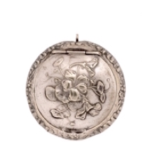 Beautiful Nasturtiums and Leaves Embossed on a French Art Nouveau Sterling Silver Antique Patch Box