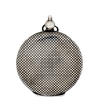 Antique Two-Sided Swiss Niello Enamel Compact With Stunning Checkerboard Pattern  in 800 Silver