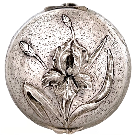 Antique Sterling Silver box Embossed with Iris