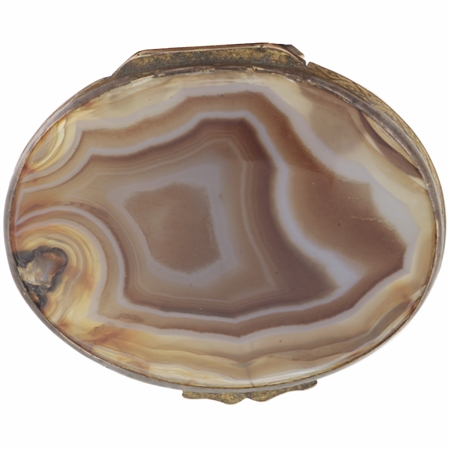 Gorgeous Sepia and Cream Victorian Banded Agate Snuff Box