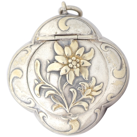 Art Nouveau Quatrefoil French Patch Box with Stunning Embossed Flower