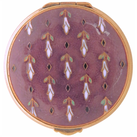 Enameled Art Deco Brass Compact