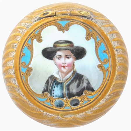 French Enamel Compact with Portrait