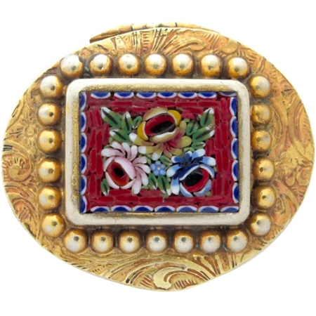 Antique Venetian Millefiori Micro Mosaic Snuff Box Beautifully Detailed in Vivid Colors