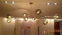 Branching Bubble chandelier with Satin Brass Finish