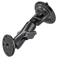 RAM Twist-Lock Suction Cup Double Ball Mount w/ Round Plate (1" Ball Mount)