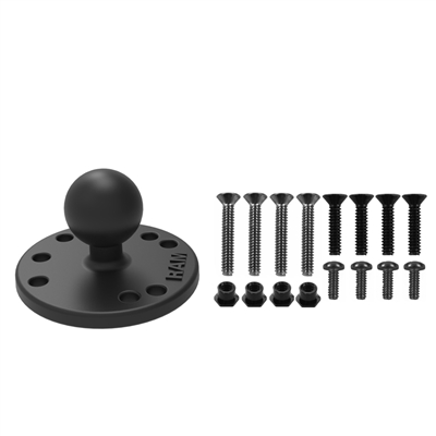 RAM Round Plate w/ Ball and Mounting Hardware for Garmin GPSMAP + more (1" Ball Mount)