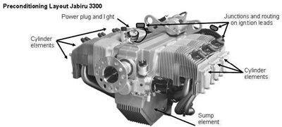 Tanis Engine Preheat Kit - Jabiru 3300, 6 Cyl