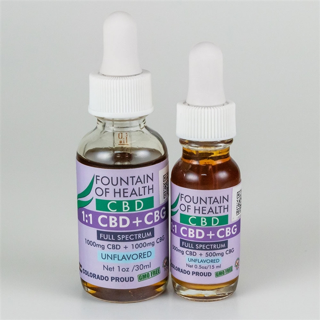 Fountain of Health - Full Spectrum CBD/CBG Tincture - Unflavored - Various Strengths