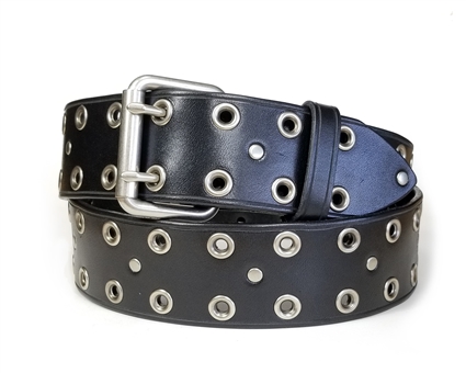 BLACK Leather Rivet & Grommet Belt