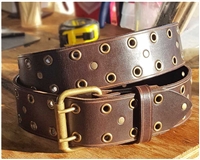 Brown Leather Rivet & Grommet Belt