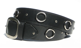 1.5" Black  Leather Ring Belt